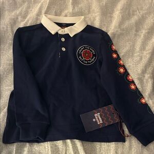 Rowing Blazers Navy Blue Kids Shirt with Embroidered Details